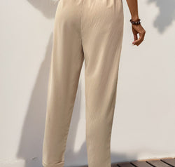 Frill High Waist Pants with Pockets