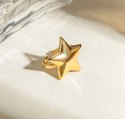 18K Gold-Plated Stainless Steel Star Ring
