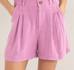 HYFVE High Waist Pleated Linen Shorts
