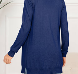 Button Down Slit Longline Cardigan