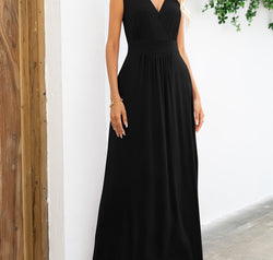 Surplice Neck Sleeveless Maxi Dress