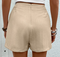 Pocketed High Waist Shorts with Zip