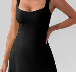 Square Neck Sleeveless Slit Mini Active Dress