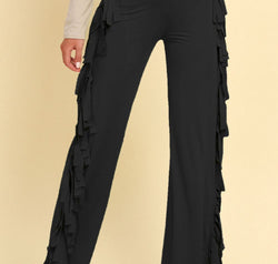 Fringe Trim Wide Leg Pants