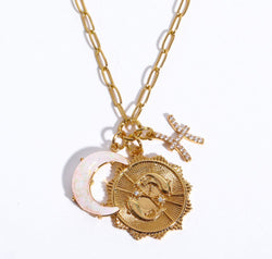 Constellation and Moon Pendant Copper Necklace