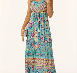 Printed Scoop Neck Midi Cami Dress