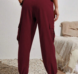 Drawstring Joggers with Cargo Pockets