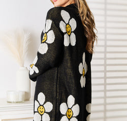 Floral Button Down Longline Cardigan