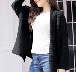 Tied Open Front Long Sleeve Cardigan