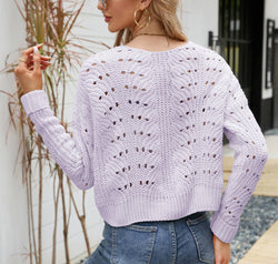 Open Front Cuffed Cropped Cardigan