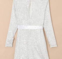Sequin Tie Front T-Shirt Dress