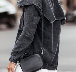 Collared Neck Button Down Denim Jacket