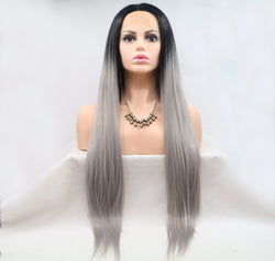 13*3" Lace Front Wigs Synthetic Long Straight 24" 130% Density