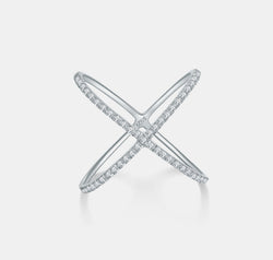 925 Sterling Silver Moissanite Crisscross Ring