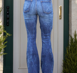 Raw Hem Distressed Bootcut Jeans