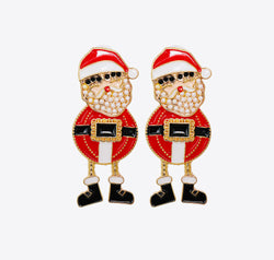 Rhinestone Alloy Santa Earrings