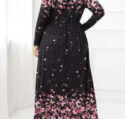 Plus Size Round Neck Maxi Dress with Pockets