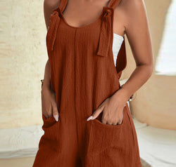 Full Size Scoop Neck Romper with Pockets