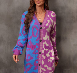 Leopard Button Down Longline Cardigan
