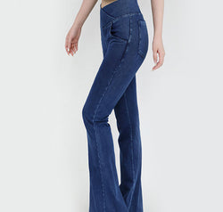 Wide Waistband Bootcut Jeans with Pockets