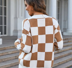 Button-Up V-Neck Dropped Shoulder Cardigan