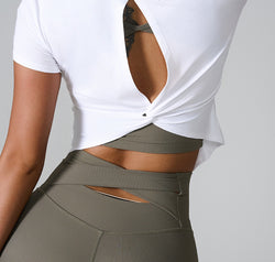 Cutout Round Neck Short Sleeve Active T-Shirt