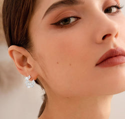 925 Sterling Silver Moissanite Lucky Clover Earrings