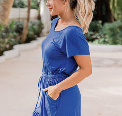 Ruffled Boat Neck Short Sleeve Romper