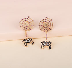 Spider Rhinestone Alloy Earrings