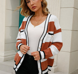 Striped Button Down Cardigan