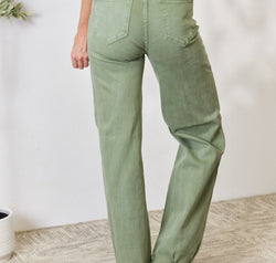 RISEN Full Size Raw Hem Wide-Leg Jeans