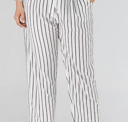 Full Size Striped Paperbag Waist Cropped Pants