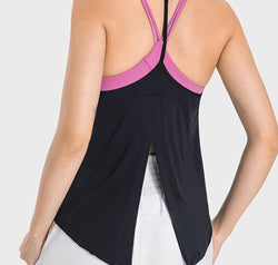 Slit Spaghetti Strap Scoop Neck Active Cami