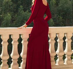 Square Neck Long Sleeve Dress