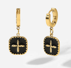 Plus Sign Square Shape Drop Earrings