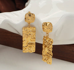 Titanium Steel Textured Geometric Earrings