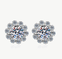 Moissanite Floral-Shaped Stud Earrings