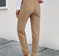 Texture Drawstring Pants with Pockets