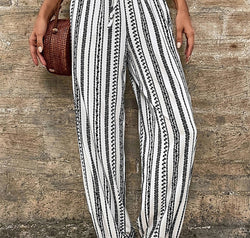 Printed Elastic Waist Pants