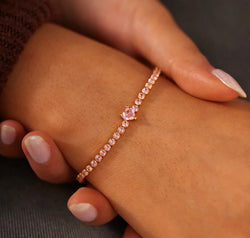 Heart Shape Inlaid Zircon 18K Gold-Plated Bracelet