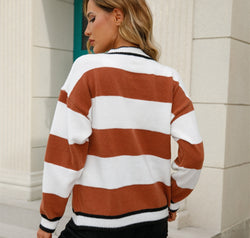 Striped Button Down Cardigan