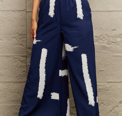 Printed Wide Leg Long Pants