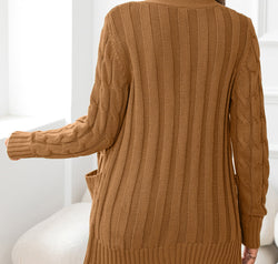 Button Down Cable-Knit Cardigan