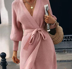 Open Front Lantern Sleeve Tied Cardigan