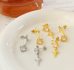 Zircon Copper Geometric Drop Earrings