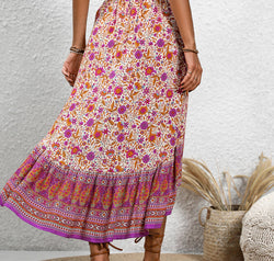 High-Low Elastic Waist Skirt