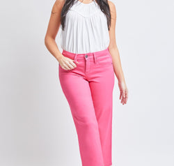 YMI Jeanswear Full Size Mid-Rise Hyperstretch Cropped Straight Pants