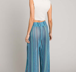 Cotton Bleu by Nu Label Striped Smocked Cover Up Pants