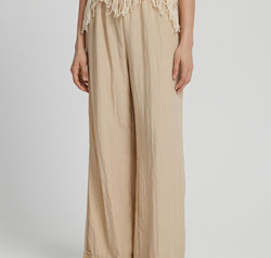 Fringe Hem Wide Leg Long Pants