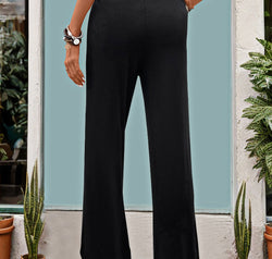 Drawstring High Waist Straight Pants